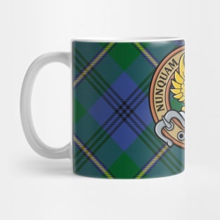 Clan Johnston Crest over Tartan Mug